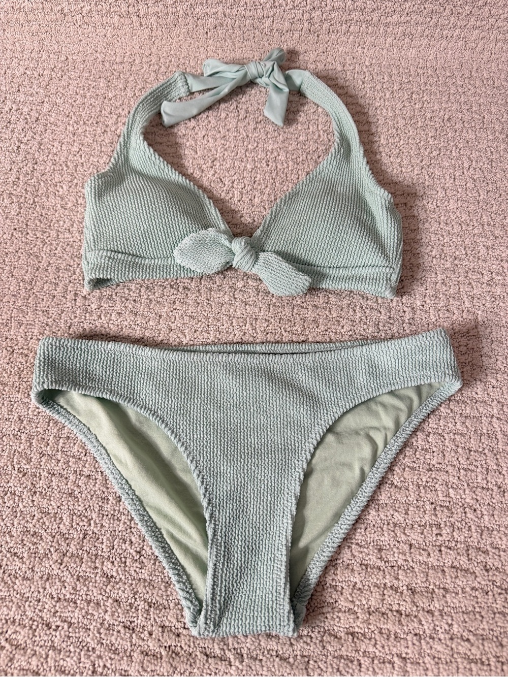 Kona Sol Light Sage Green Textured Bikini Set